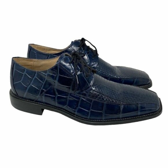 Stacy Adams Other - Stacy Adams Oxford Dress Shoes Blue Snakeskin Leather 9